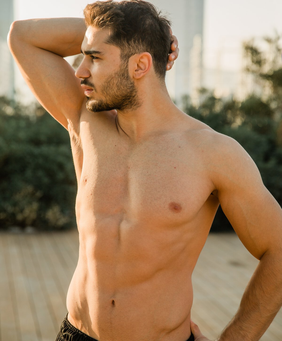 Washington DC liposuction for men model with brown hair